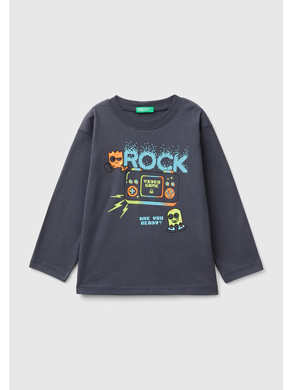 United Colors Of Benetton Erkek Çocuk Antrasit Baskılı     Sweatshirt