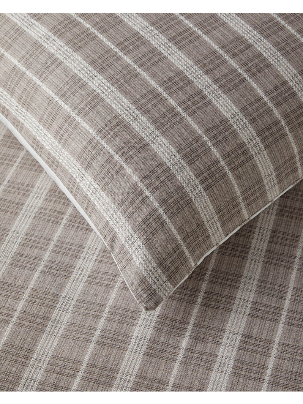 Glen Plaid İpliği Boyalı Çift Kişilik Nevresim Takımı 200x220 cm Koyu Bej-4