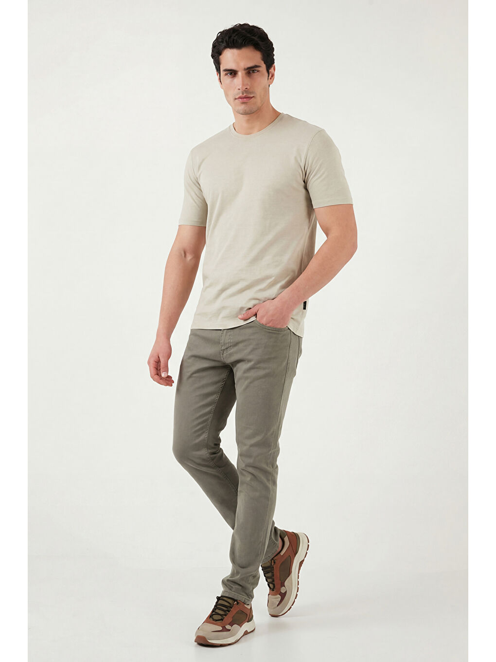 Haki Dar Kalıp Yüksek Bel Dar Paça Jean Pantolon 3300C71TOKYO-1