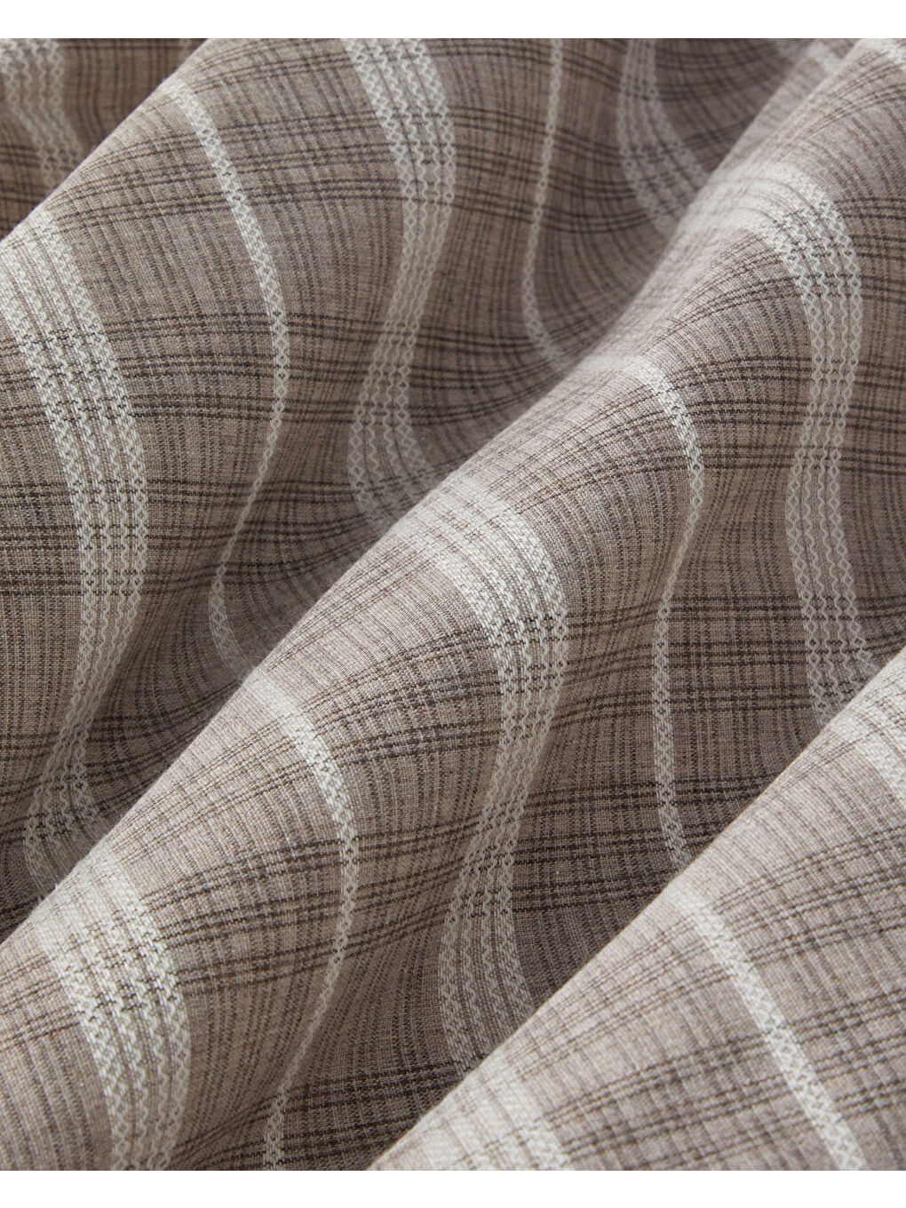 Glen Plaid İpliği Boyalı Çift Kişilik Nevresim Takımı 200x220 cm Koyu Bej-5