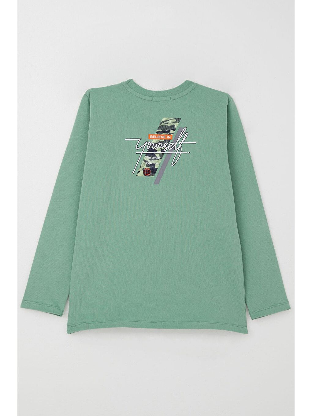 Erkek Çocuk Uzun Kollu Tişört Motivasyon Temalı Yazı Baskılı Mint Yeşili (6-12 Yaş)-1