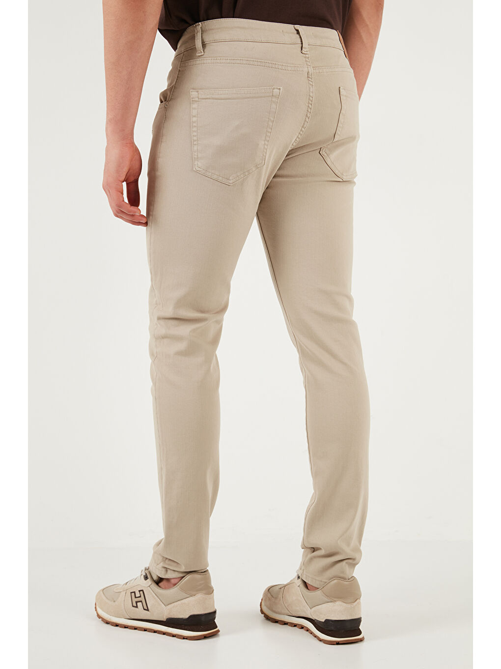 Bej Dar Kalıp Düşük Bel Dar Paça Jean Pantolon 1115C68NAPOLI-6