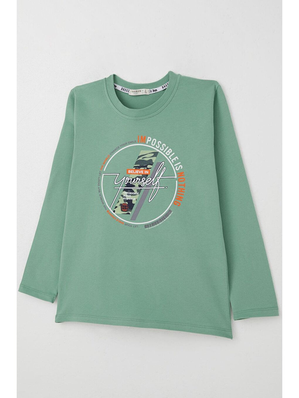 Erkek Çocuk Uzun Kollu Tişört Motivasyon Temalı Yazı Baskılı Mint Yeşili (6-12 Yaş)-2