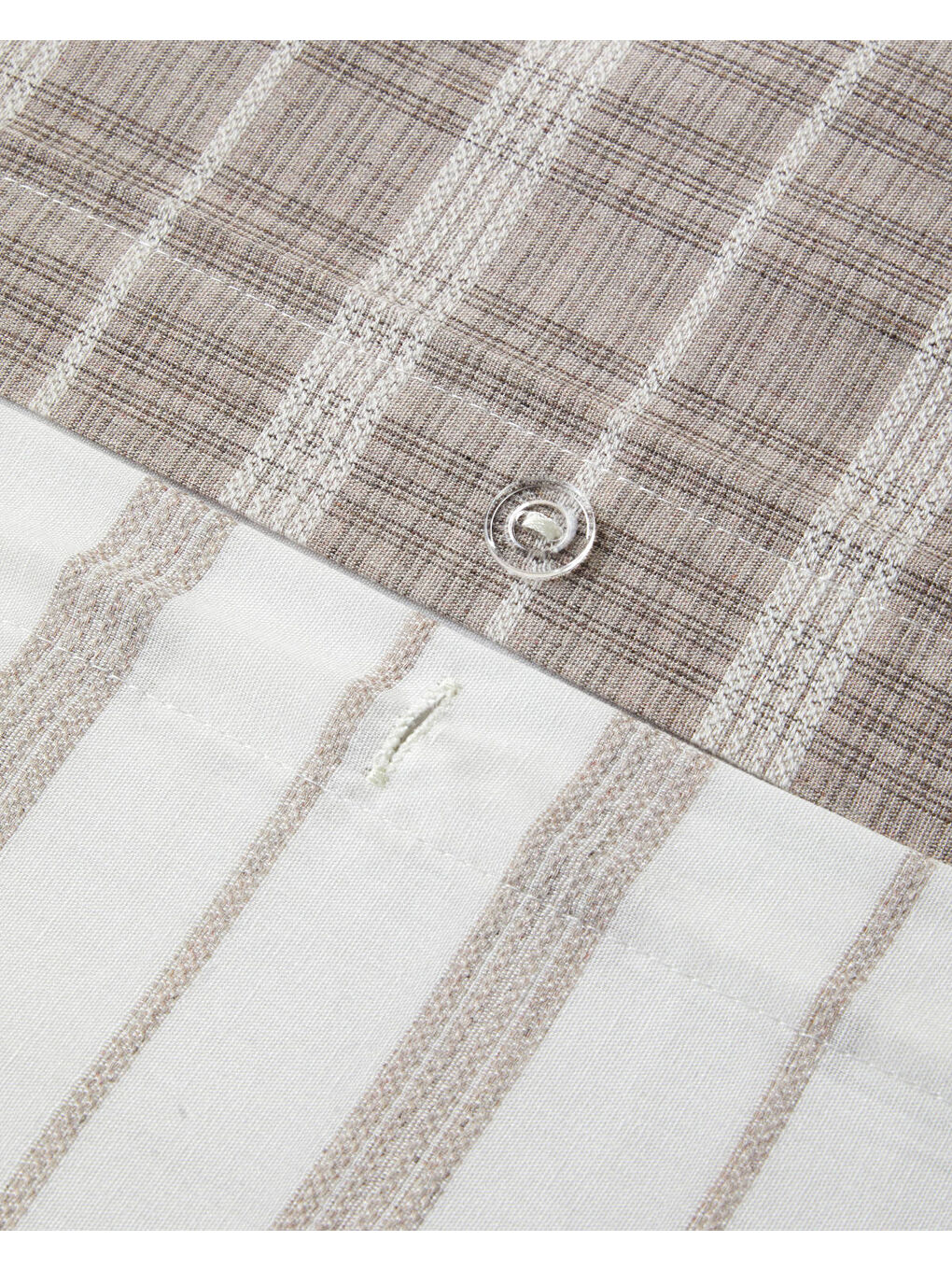 Glen Plaid İpliği Boyalı Çift Kişilik Nevresim Takımı 200x220 cm Koyu Bej-6