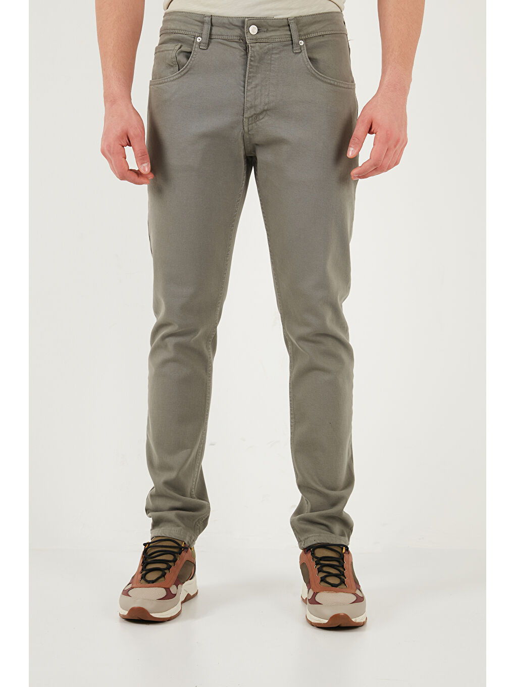 Haki Dar Kalıp Yüksek Bel Dar Paça Jean Pantolon 3300C71TOKYO-2