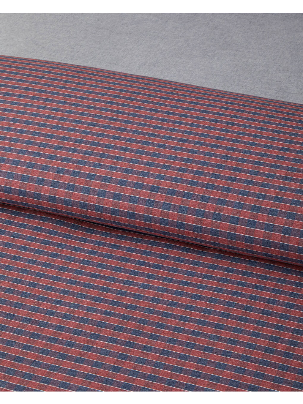 Tile Check İpliği Boyalı Çift Kişilik Nevresim Takımı 200x220 cm Lacivert-Kırmızı-3