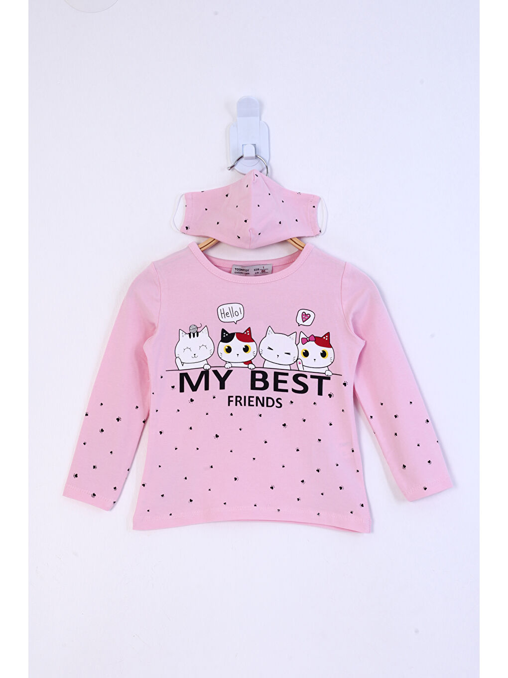 Pembe Kız Çocuk My Best Friends Baskılı Tişört