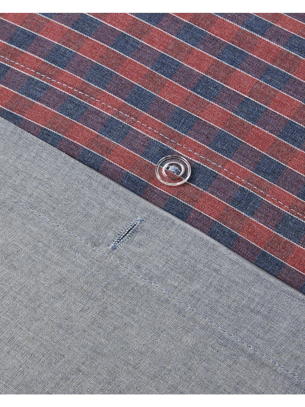 Tile Check İpliği Boyalı Çift Kişilik Nevresim Takımı 200x220 cm Lacivert-Kırmızı-6