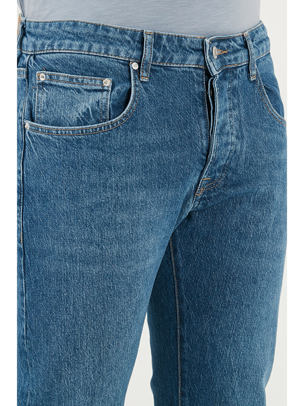 Mavi Dar Kalıp Düşük Bel Dar Paça Jean Pantolon 1115C69NAPOLI-5