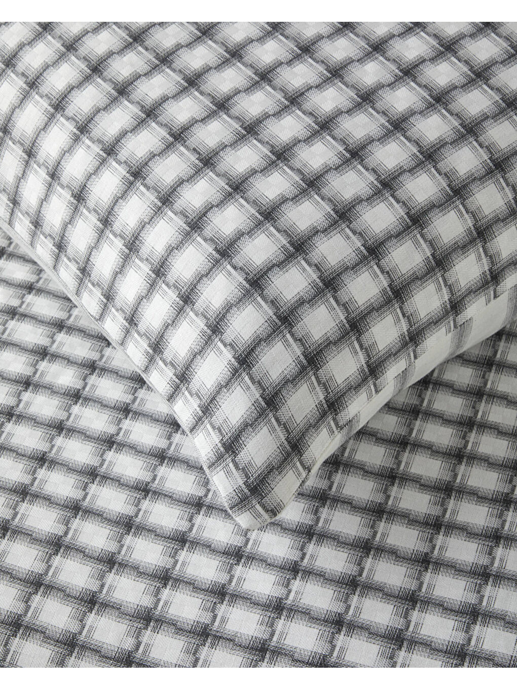 Swirl Check İpliği Boyalı Çift Kişilik Nevresim Takımı 200x220 cm Siyah-4