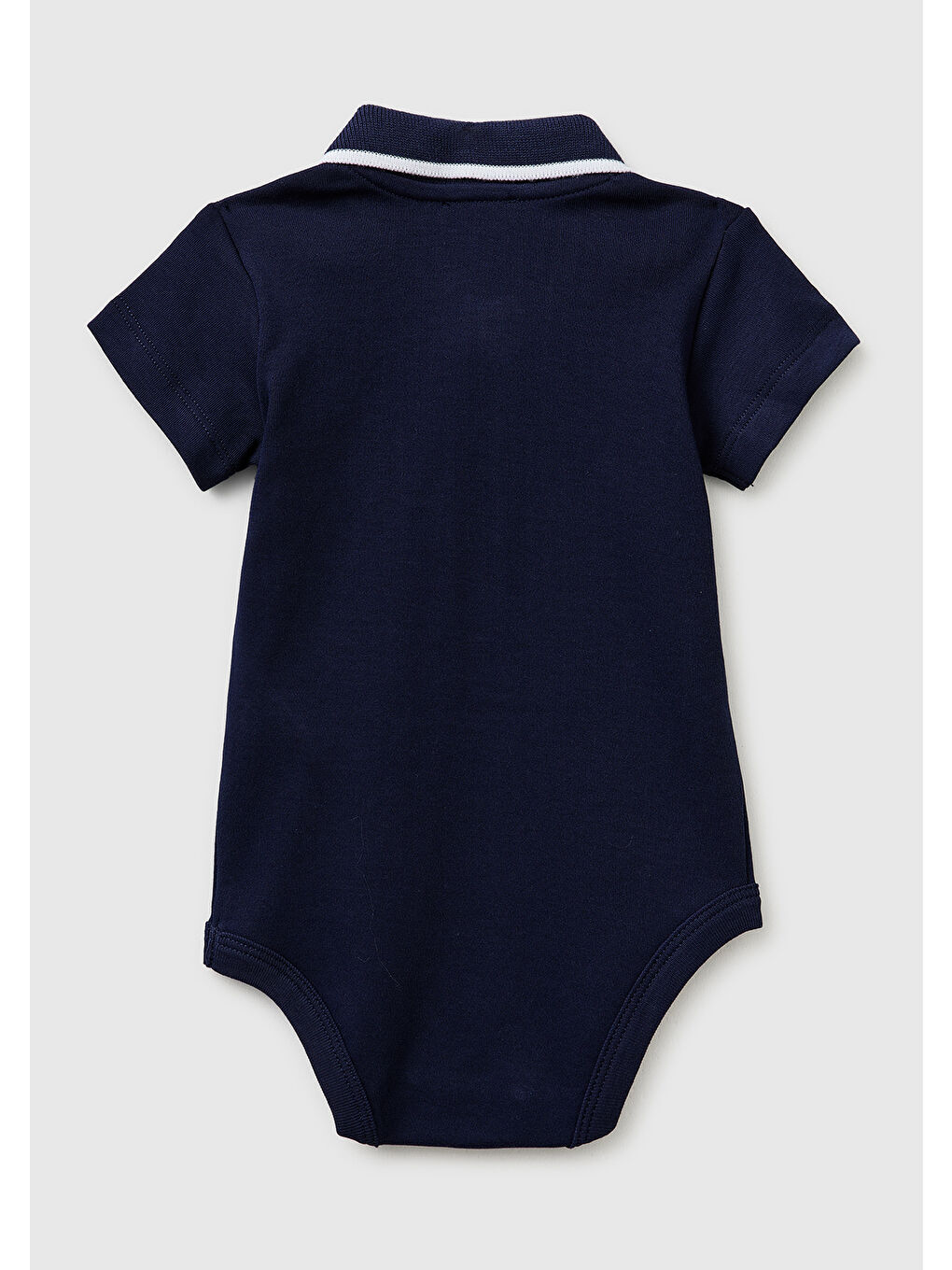 Bebek Lacivert Göğsü Logolu Polo Yaka Çıtçıtlı Kısa Kollu Body-1