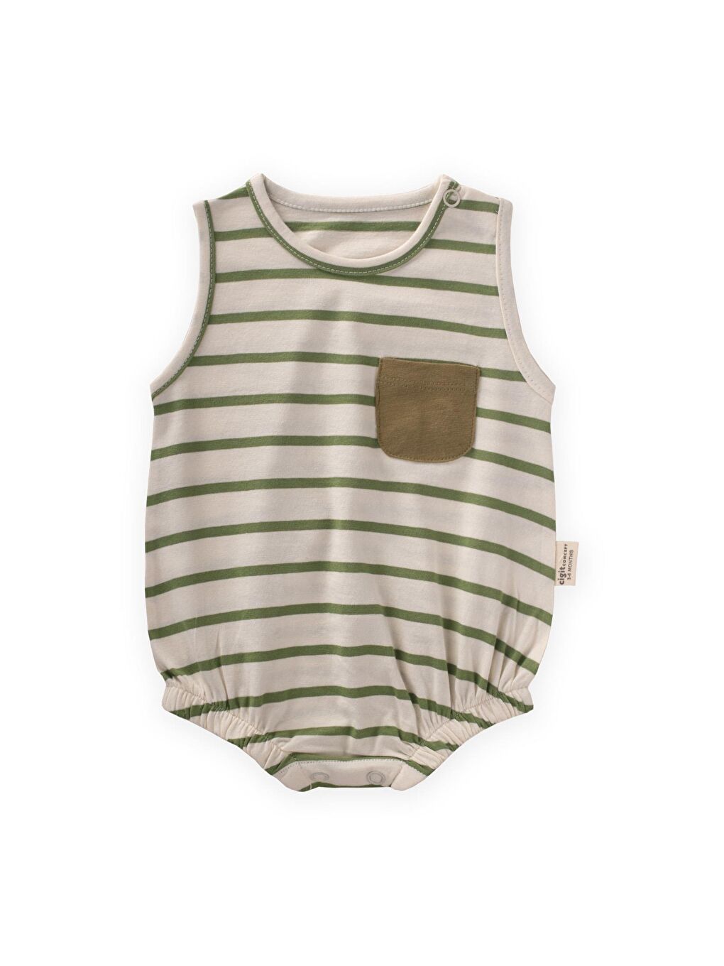 Yeşil Kız Çocuk Çizgili Tulum