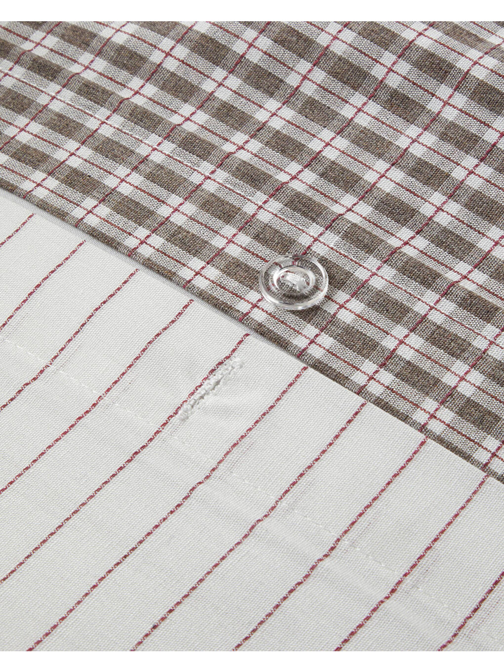 Tattersall İpliği Boyalı Çift Kişilik Nevresim Takımı 200x220 cm Kahverengi-6