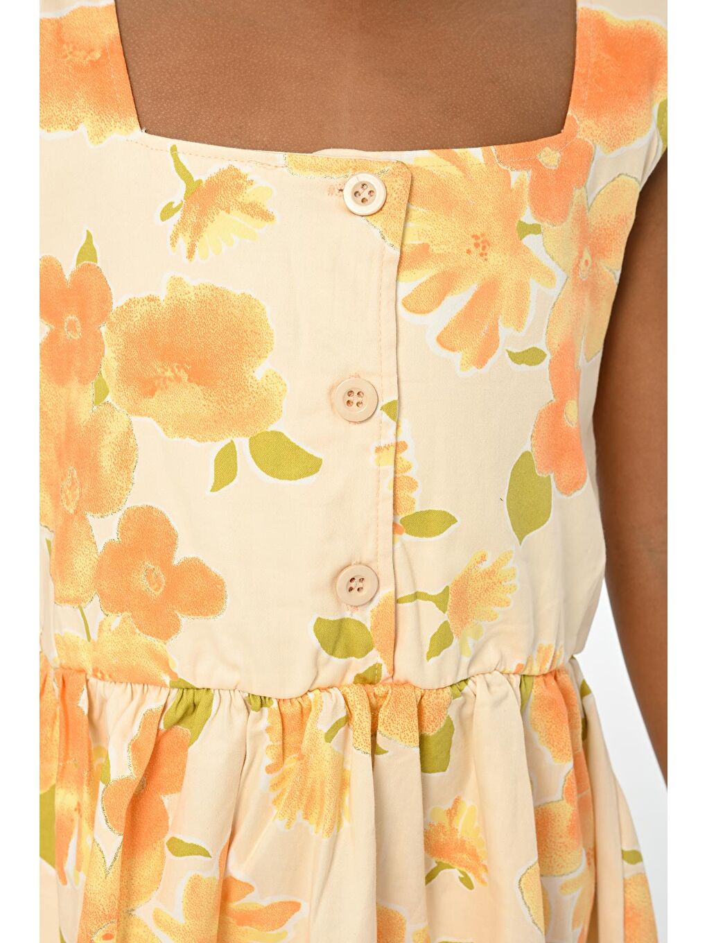 Kamelya Askılı Sarı Yaz Kız Çocuk Elbise LP-24SUM-060-4