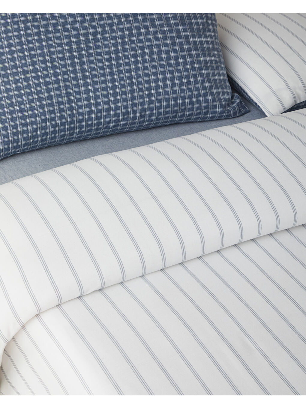 Pincheck İpliği Boyalı Çift Kişilik Nevresim Takımı 200x220 cm Mavi-2