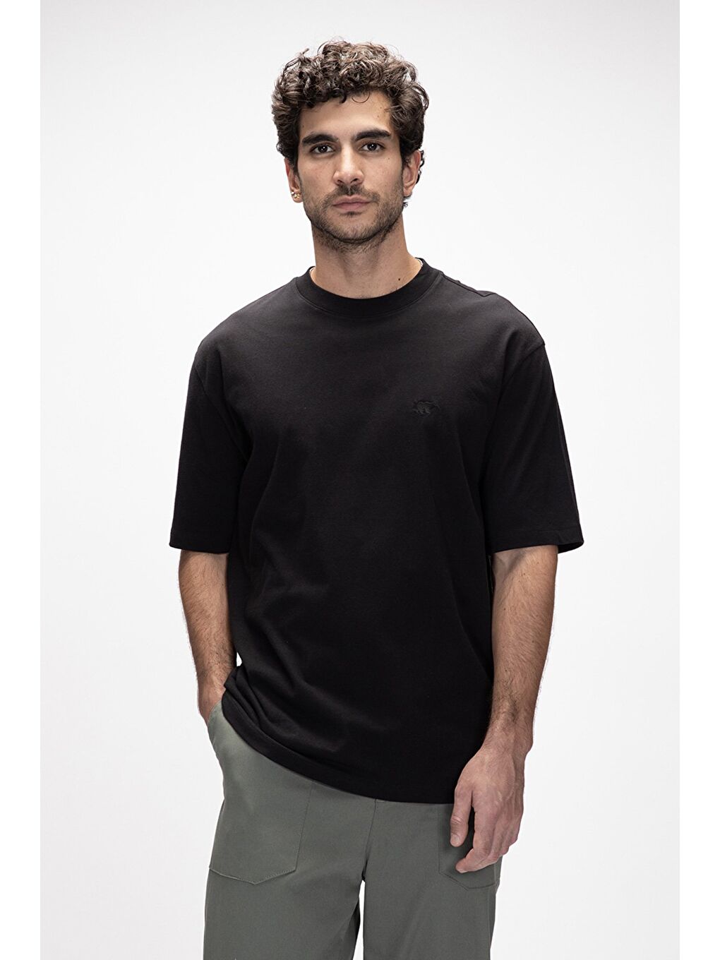 Collage Siyah Basic Erkek Tişört-3