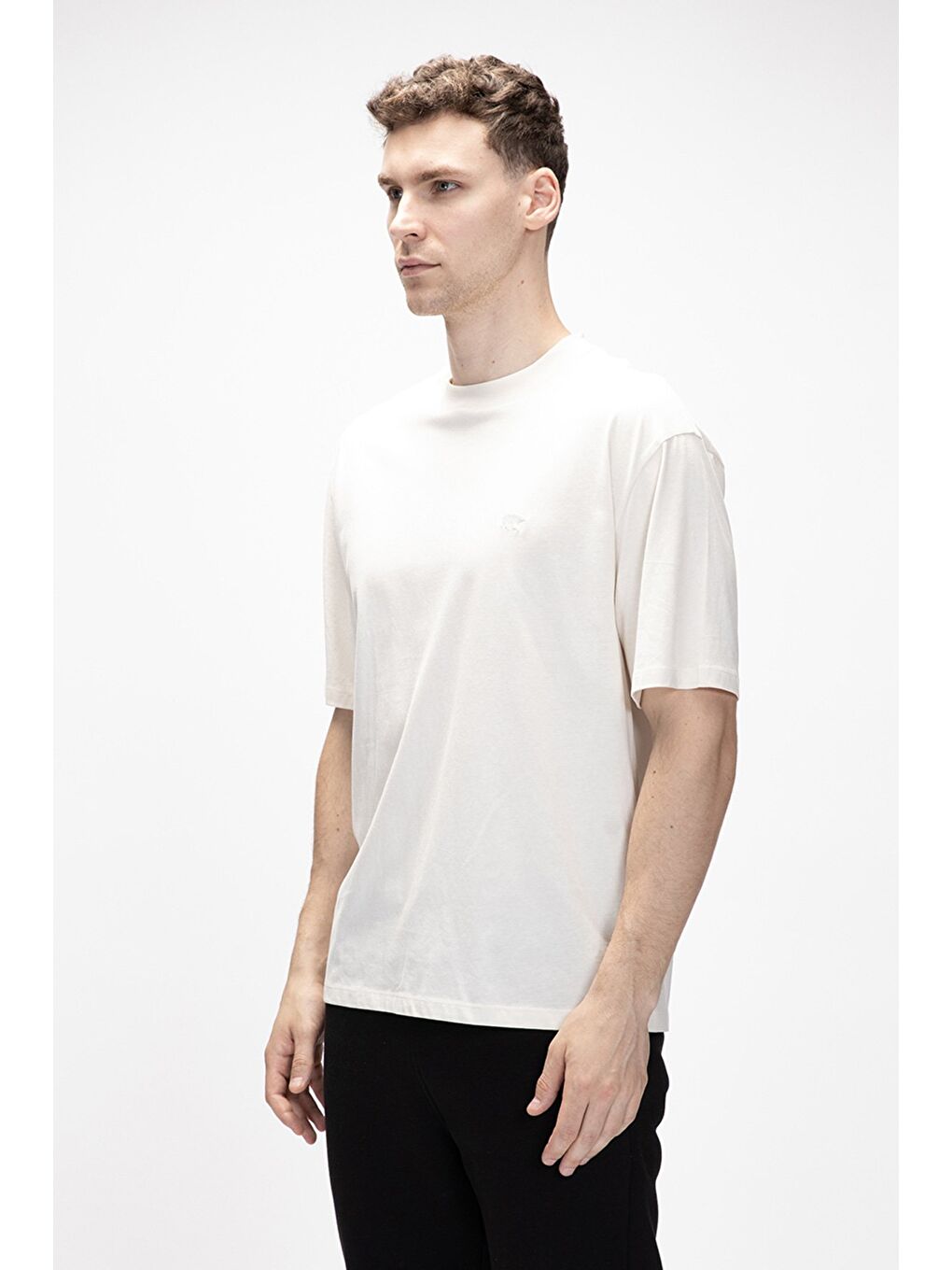 Collage Beyaz Basic Erkek T-Shirt-1