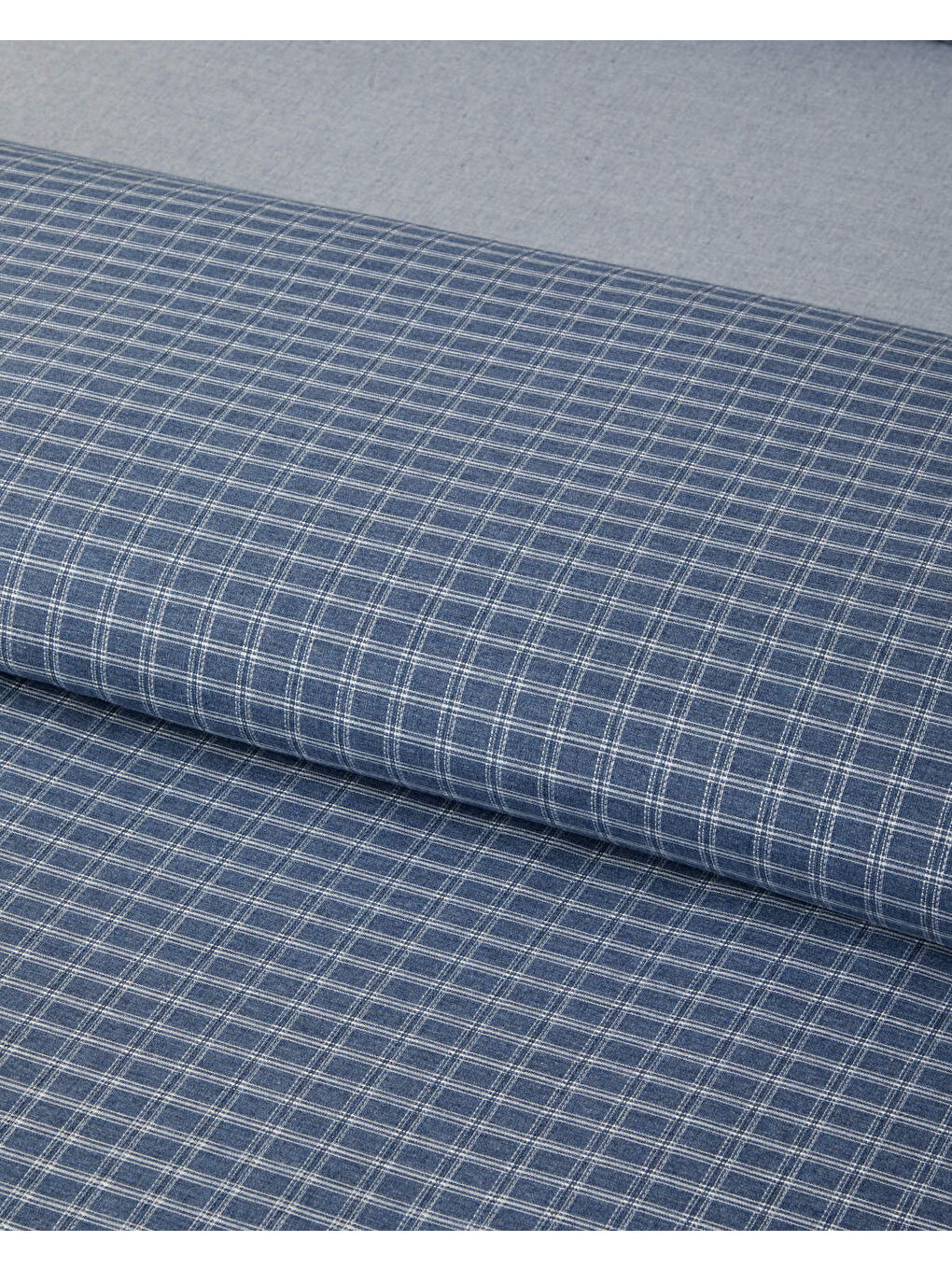 Pincheck İpliği Boyalı Çift Kişilik Nevresim Takımı 200x220 cm Mavi-3