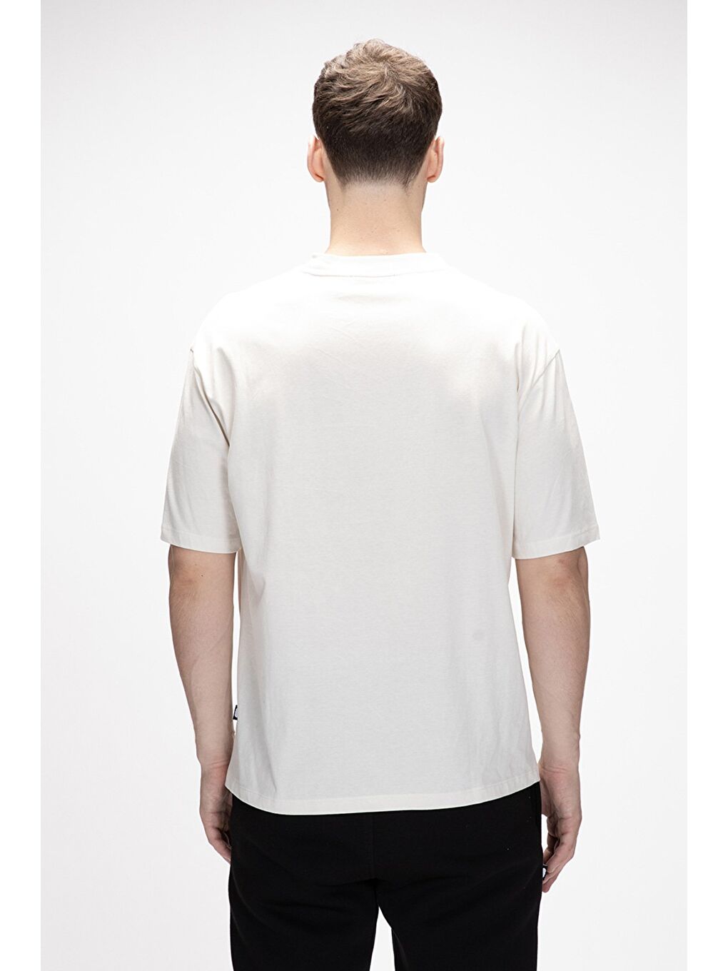 Collage Beyaz Basic Erkek T-Shirt-2