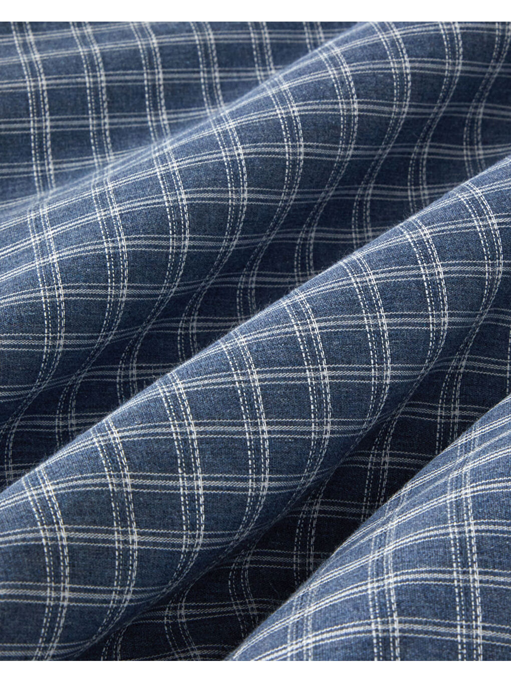 Pincheck İpliği Boyalı Çift Kişilik Nevresim Takımı 200x220 cm Mavi-5