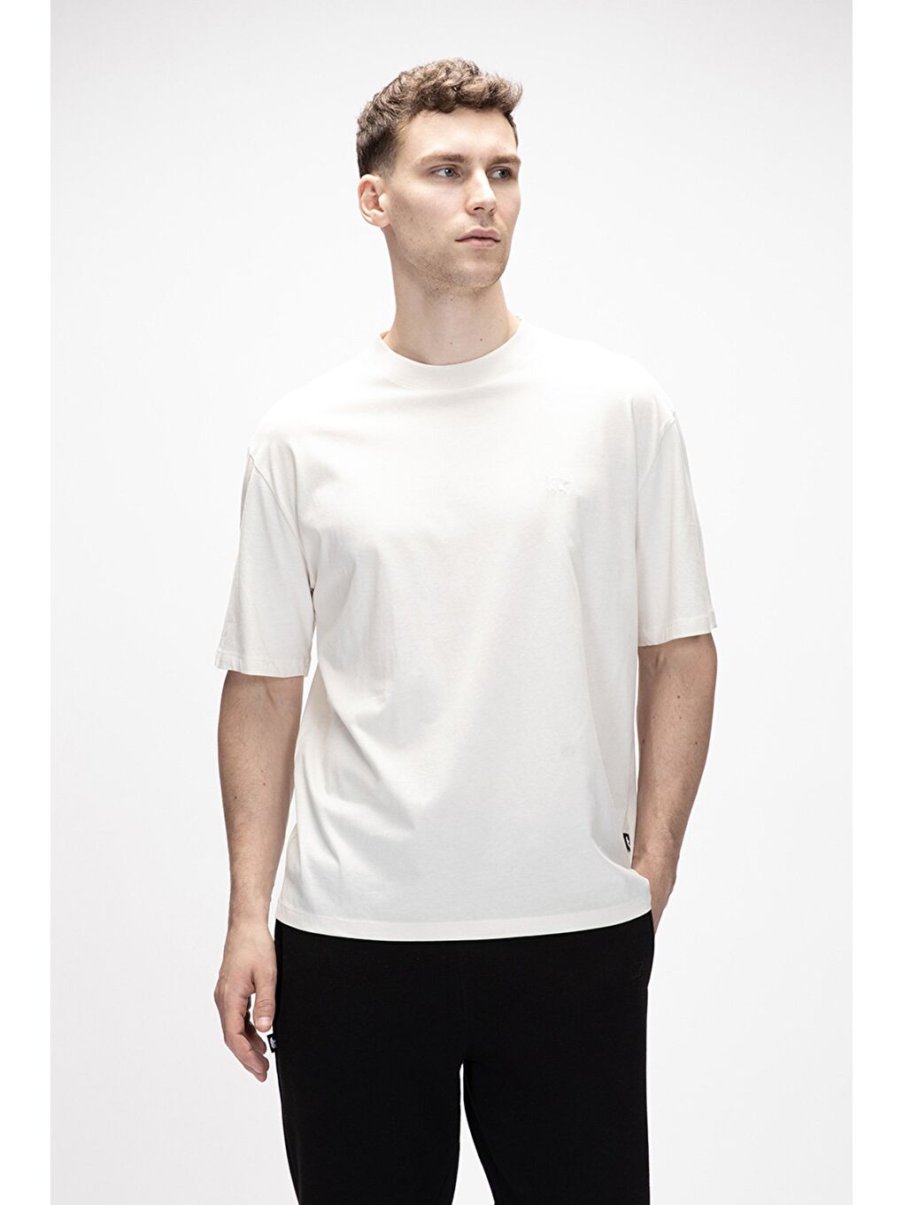 Collage Beyaz Basic Erkek T-Shirt-3