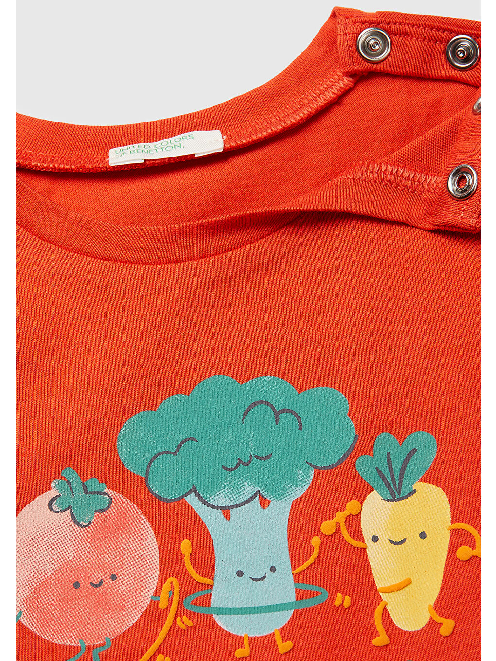 Bebek Kırmızı Omzu Gizli Çıtçıtlı Baskılı Kısa Kollu T-Shirt-2