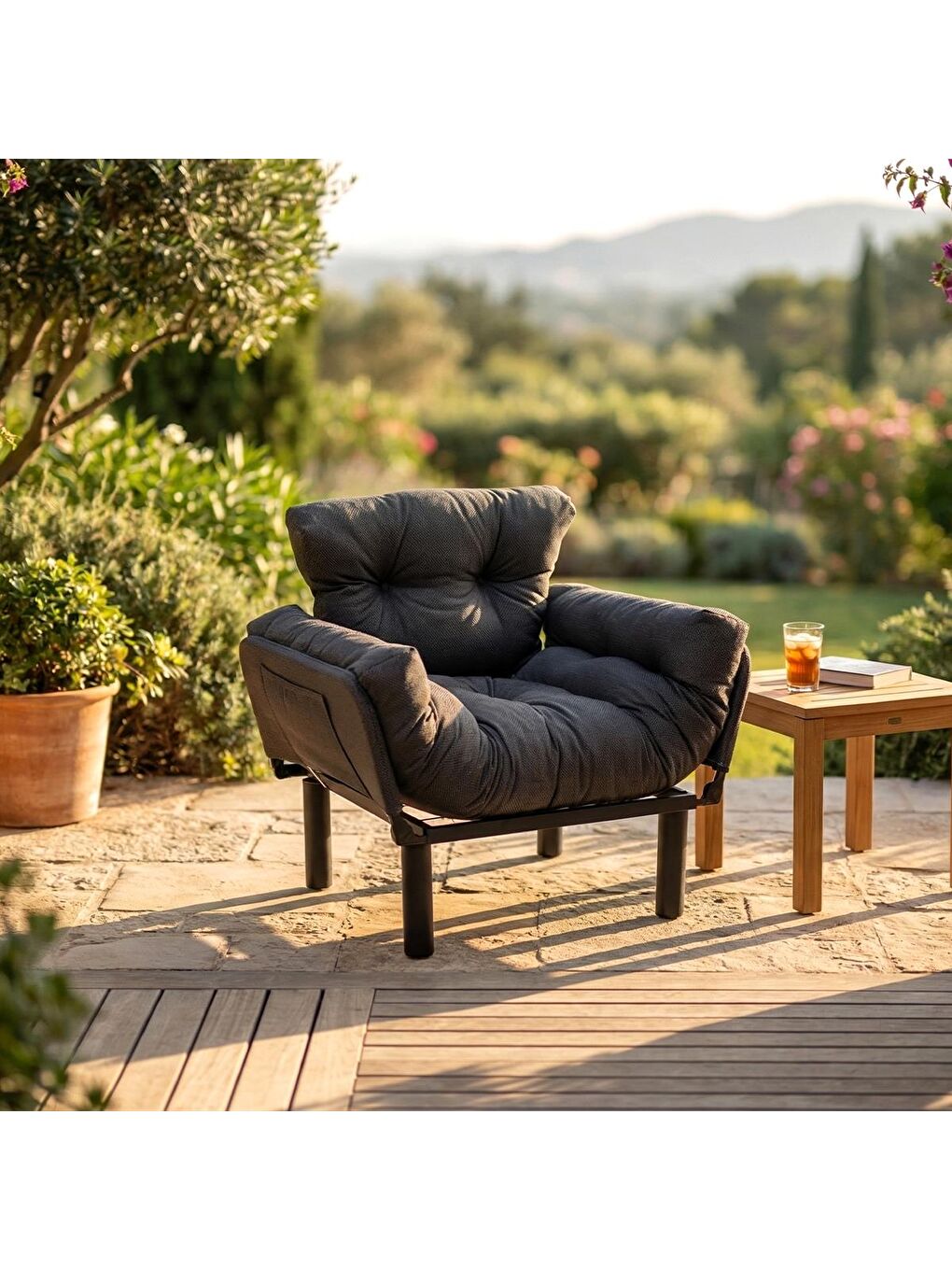 Nitta Tekli Su Geçirmez Bahçe Koltuğu - Antrasit