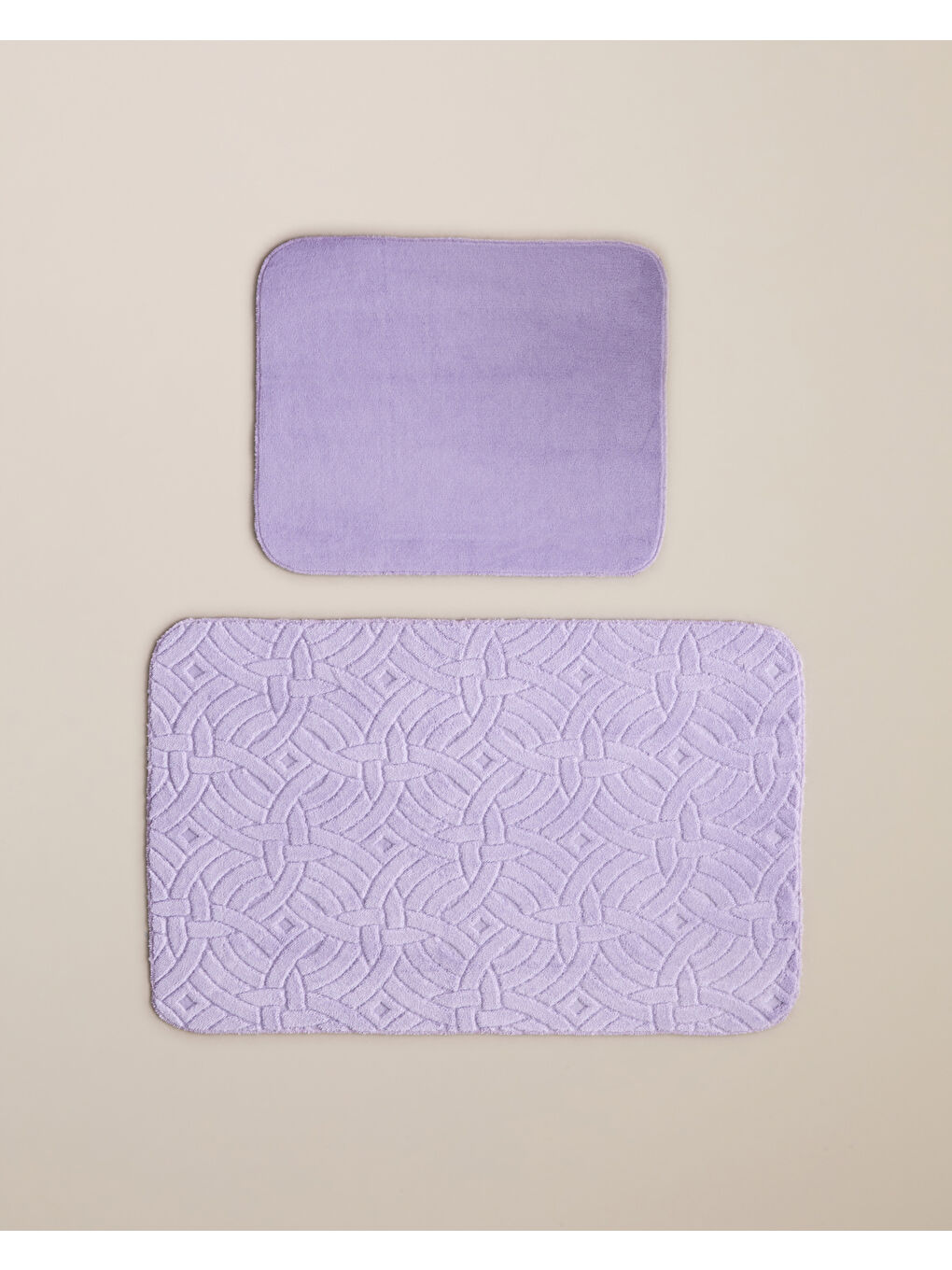 Wavelet Banyo Paspası Seti 60x100 cm + 50x60 cm Mor