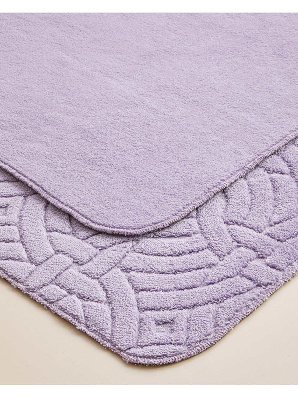 Wavelet Banyo Paspası Seti 60x100 cm + 50x60 cm Mor-1