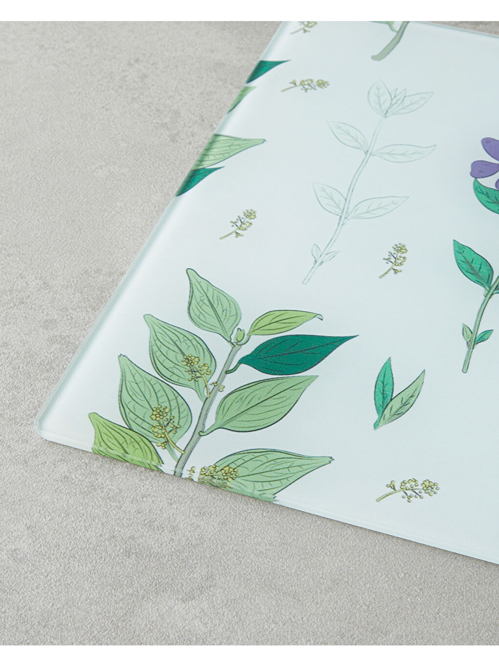 Vintage Botanic Cam Kesme Tahtası 25x35 cm Yeşil-Beyaz-1