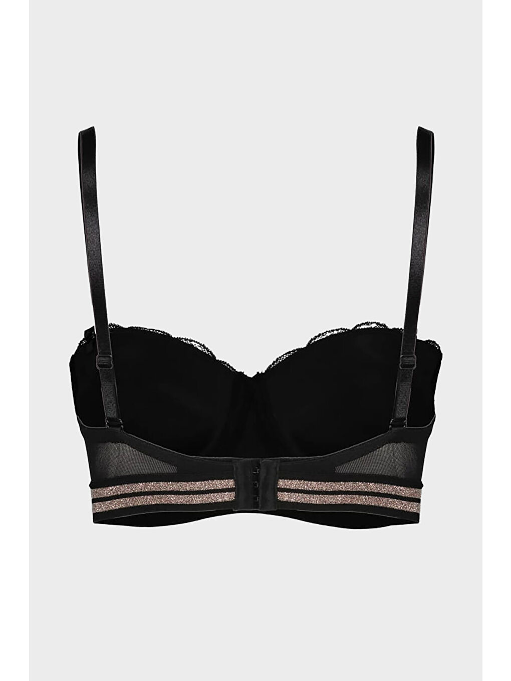 Siyah Rose Silvery Simli Straplez Sütyen Takımı-1