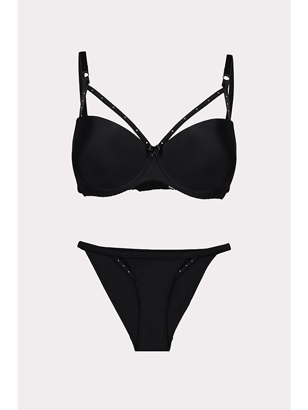 Siyah Taşlı Sütyen Külot Takımı