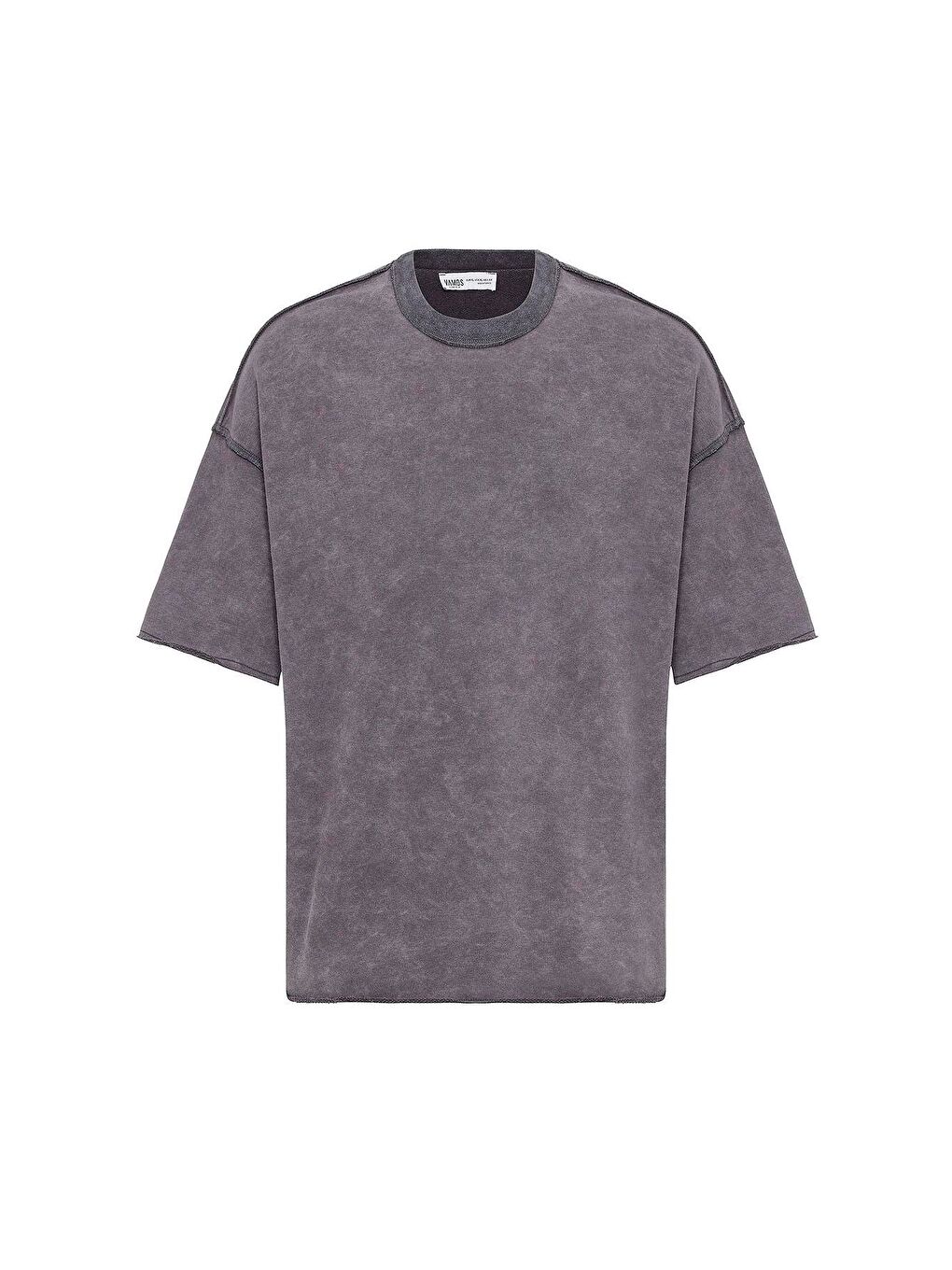 Gri Yıkamalı Oversize Tişört Füme-1