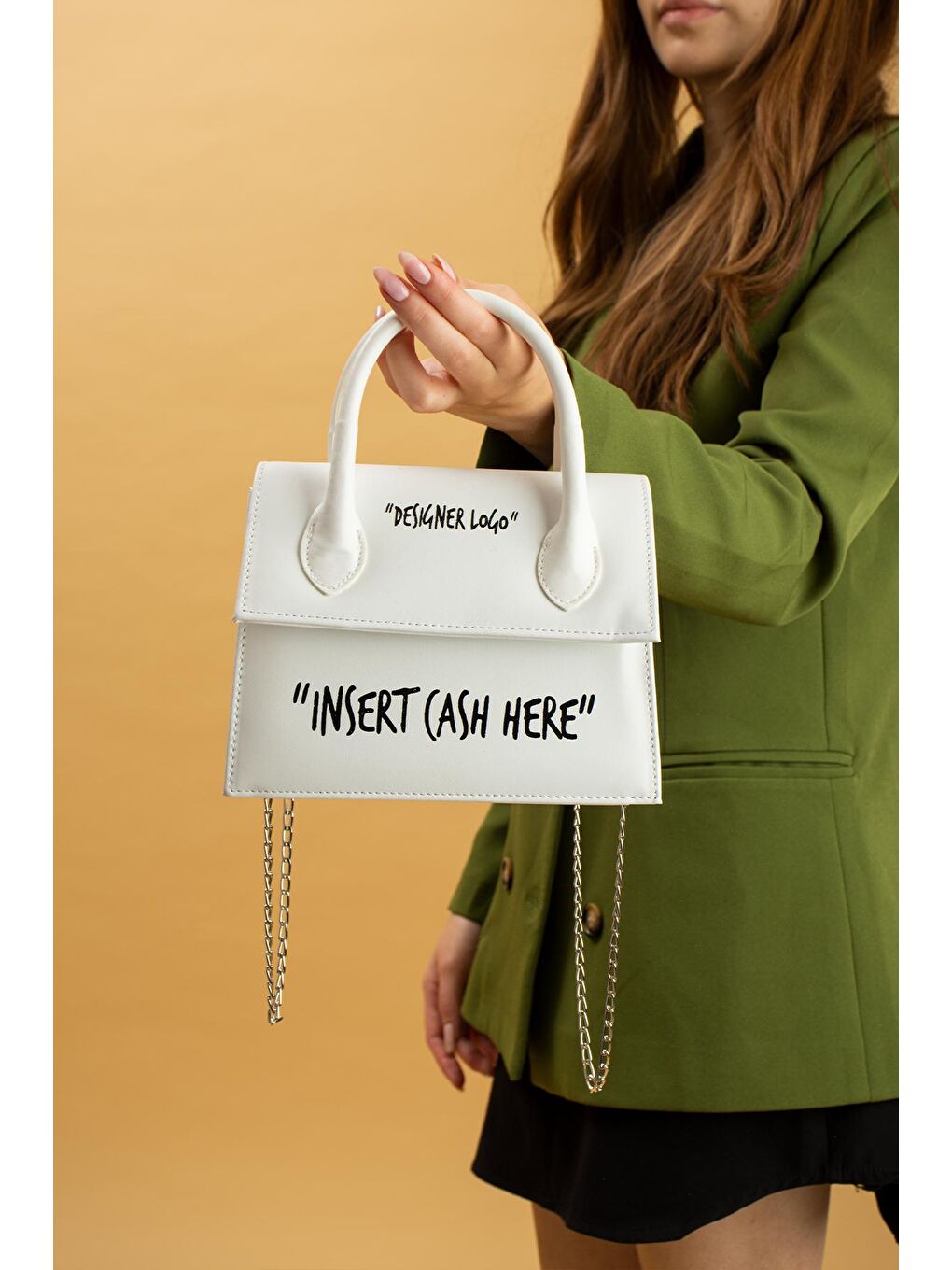 Beyaz Kulplu Zincir Askılı Kadın El Çantası BAG321-23-1