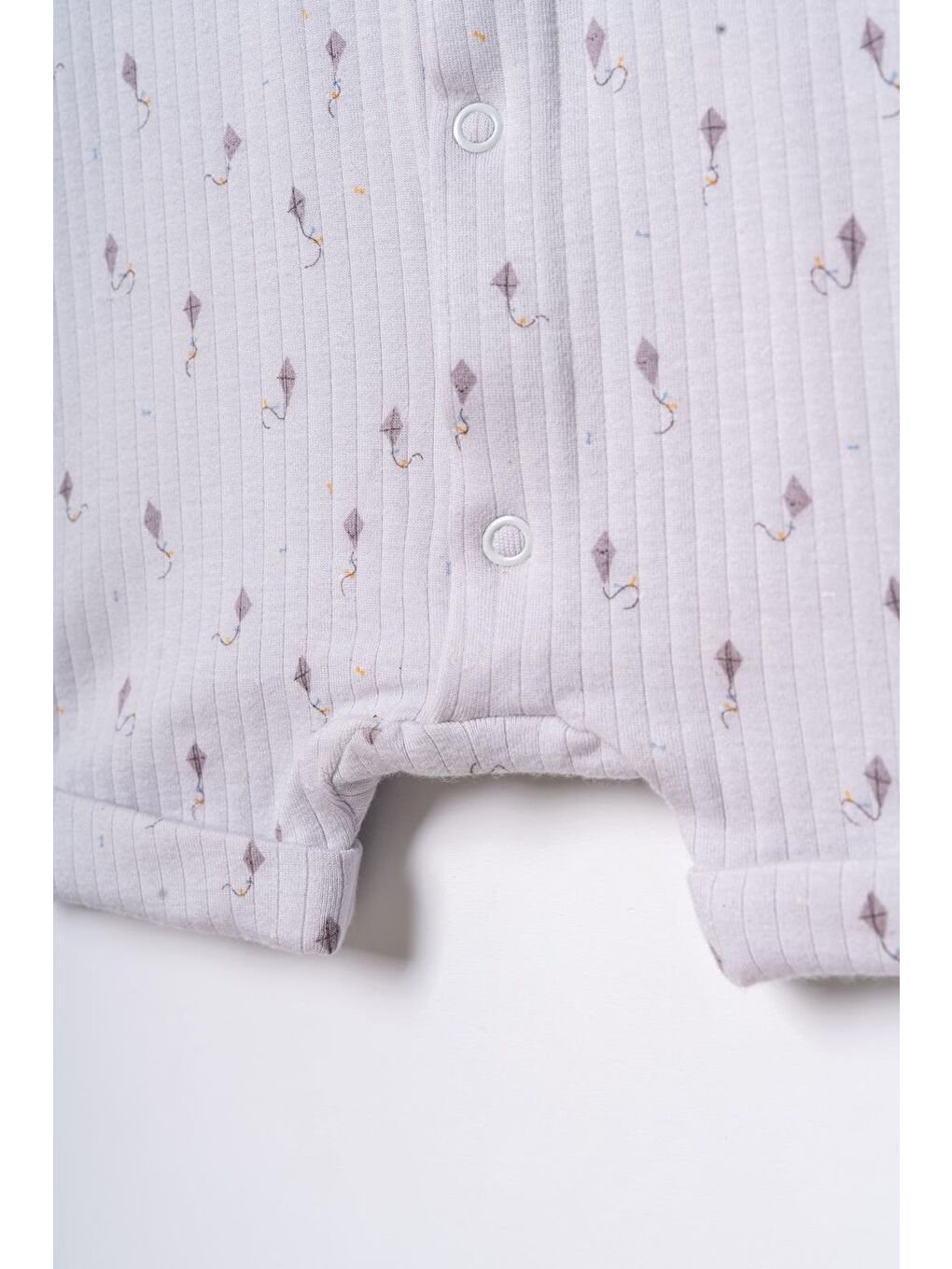 Gri Bebek Şort Kollu Tulum, %100 Organik Pamuk, Bebek ve Yenidoğan Serisi - CSYM31117-5