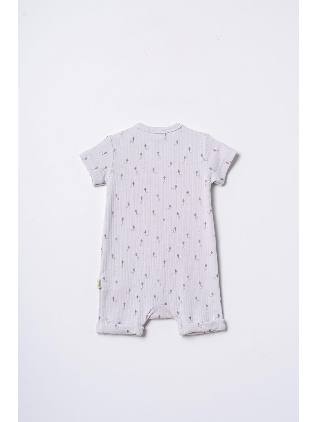 Gri Bebek Şort Kollu Tulum, %100 Organik Pamuk, Bebek ve Yenidoğan Serisi - CSYM31117-6