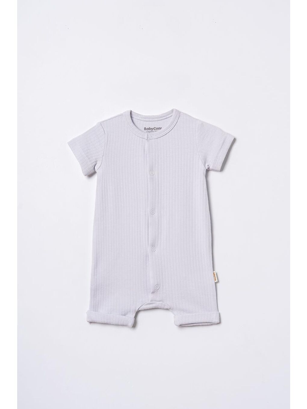 Gri Bebek Şort Kollu Tulum, %100 Organik Pamuk, Bebek ve Yenidoğan Serisi - CSYM31117-7