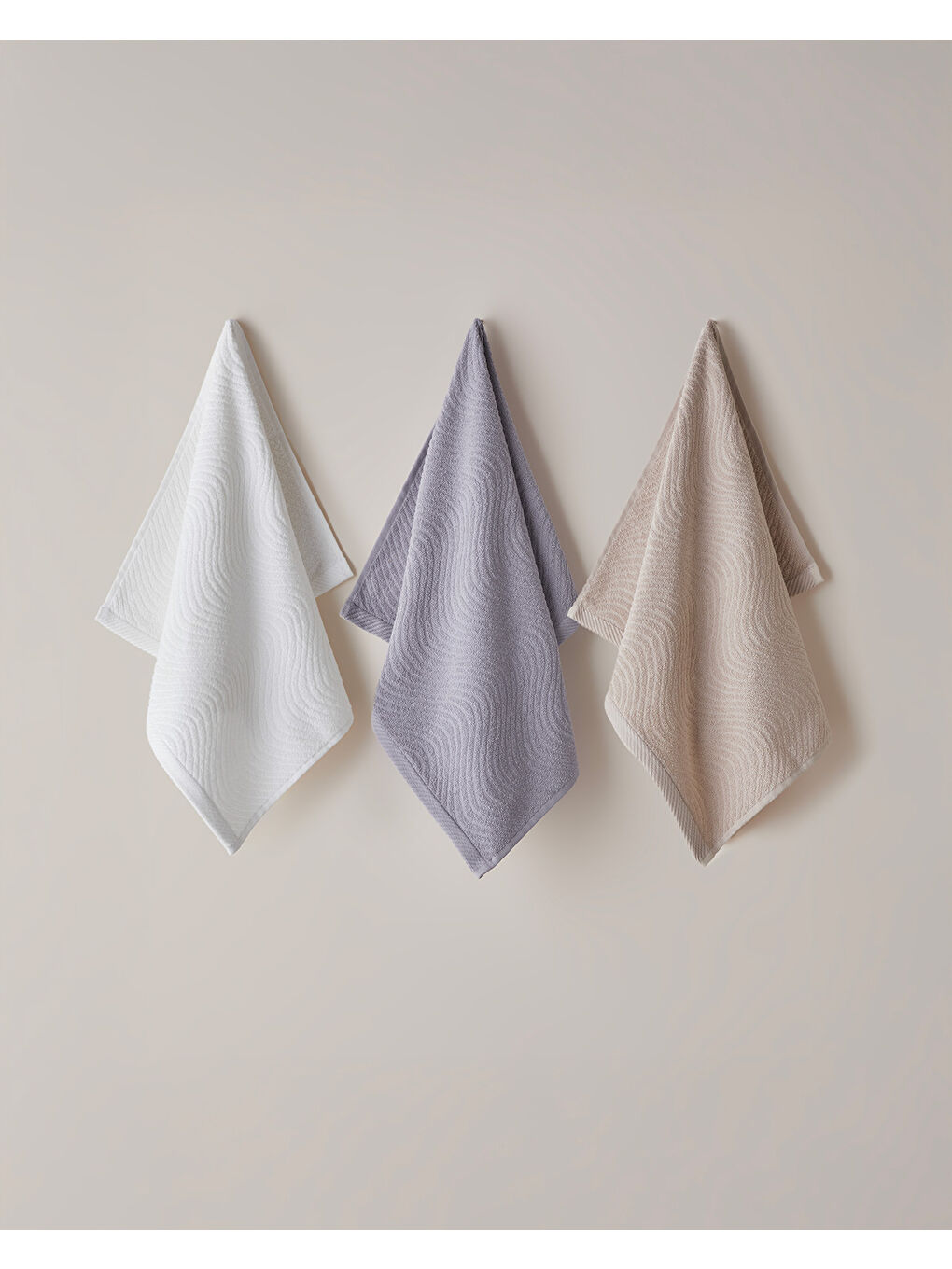 Wave Pamuk Yüz Havlusu 50x70 cm Ekru-2