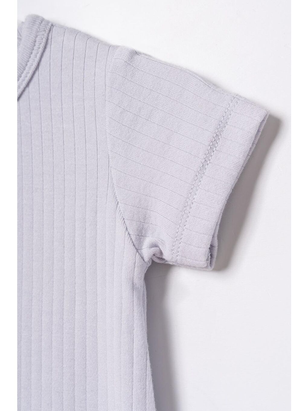 Gri Bebek Şort Kollu Tulum, %100 Organik Pamuk, Bebek ve Yenidoğan Serisi - CSYM31117-9