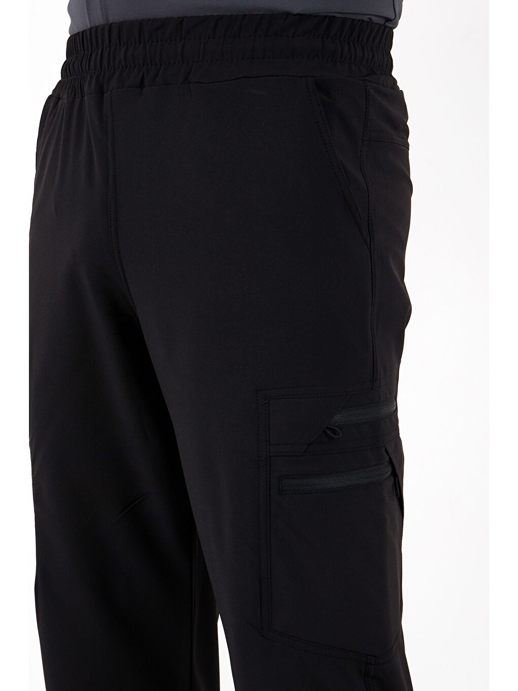 Siyah Normal Kalıp Lastikli Bel Su İtici Düz Paça Trekking ve Kurye Pantolon 693288-5