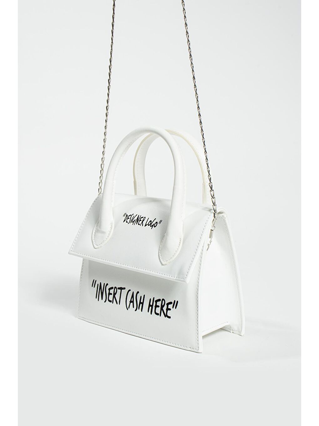 Beyaz Kulplu Zincir Askılı Kadın El Çantası BAG321-23-4