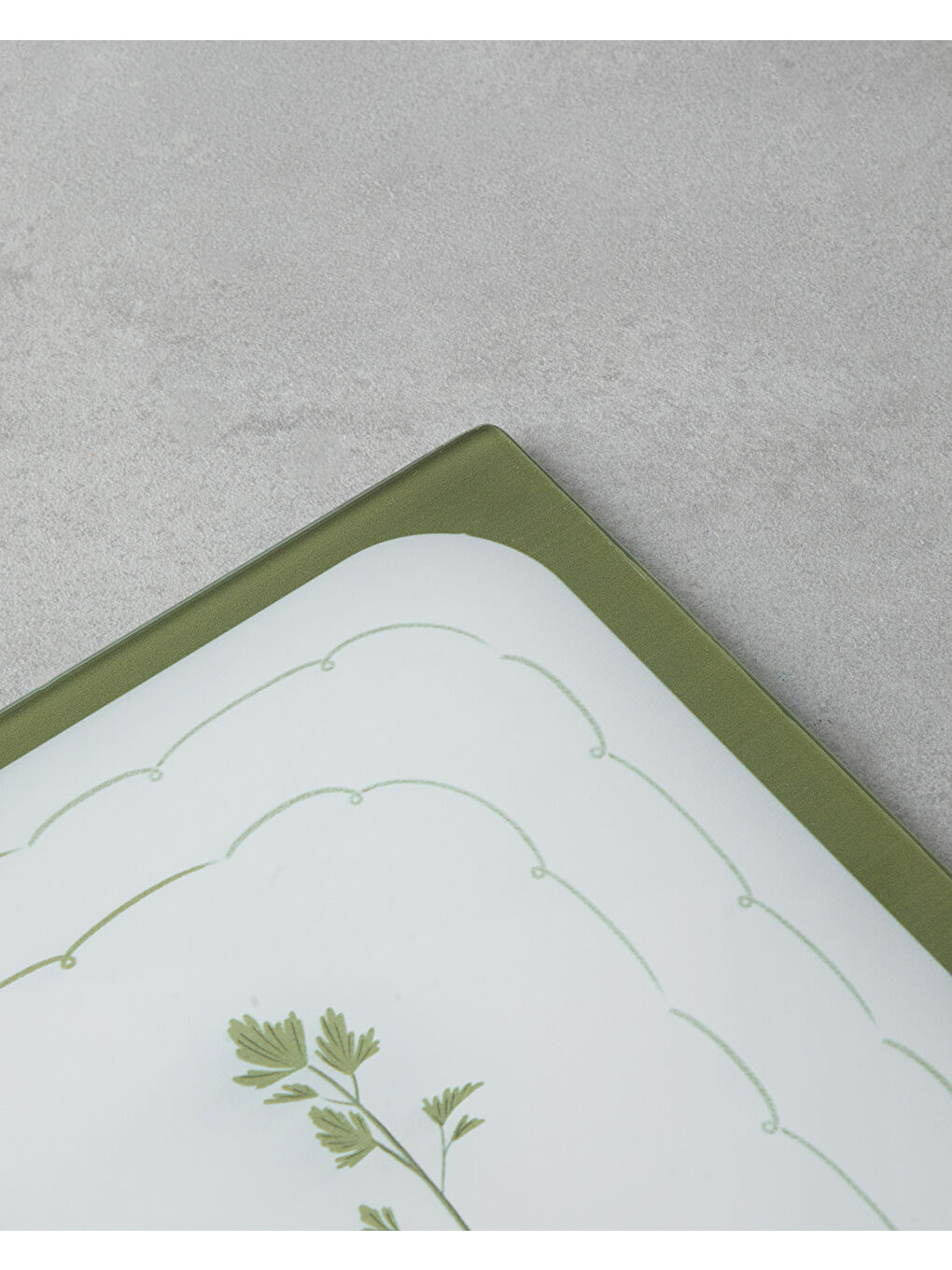 Rosemary Cam Kesme Tahtası 25x35 cm Yeşil-Beyaz-1