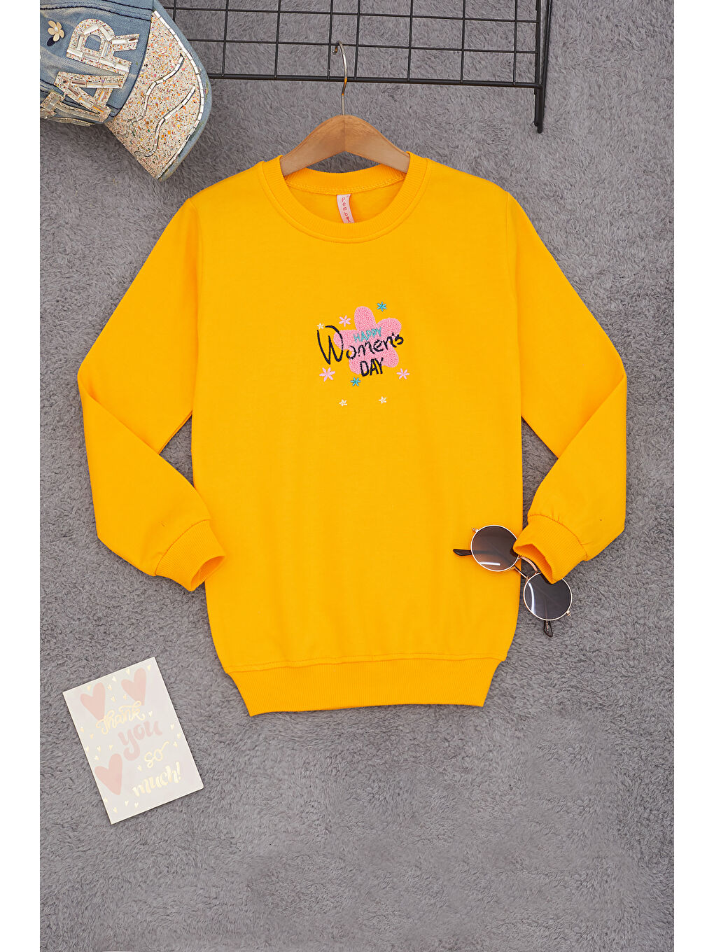 Pembe Life Kids Club Sarı Çiçek Nakışlı Kız Çocuk Kız Çocuk Sweatshirt 17190