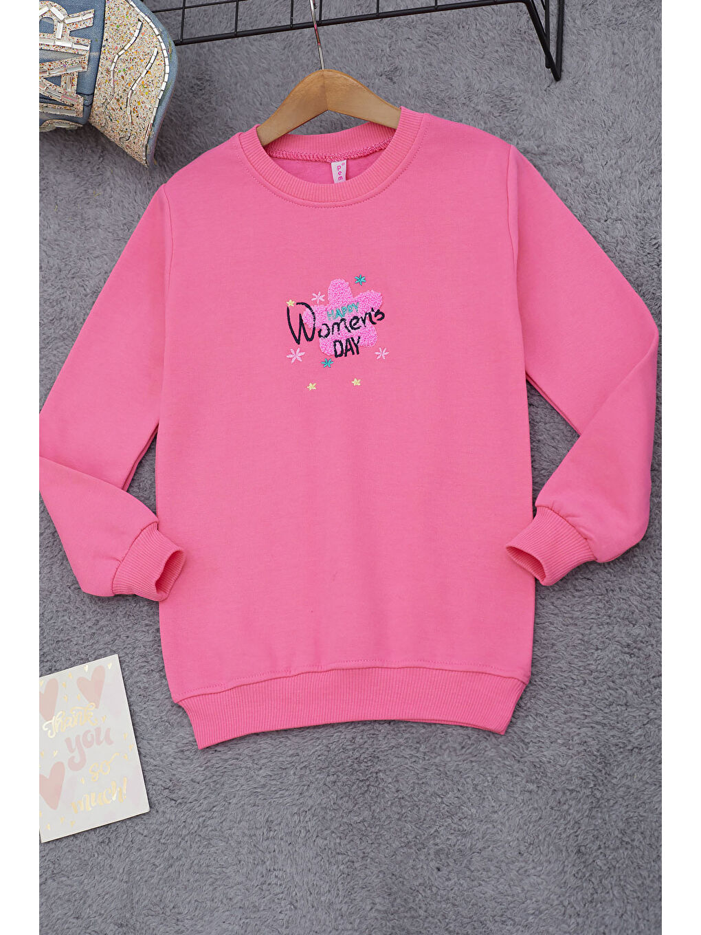 Pembe Life Kids Club Pembe Çiçek Nakışlı Kız Çocuk Kız Çocuk Sweatshirt 17193 - 2