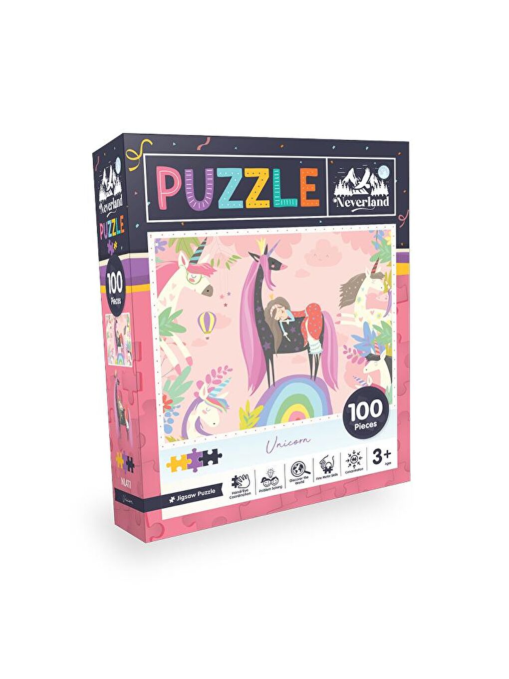 Neverland Karışık 100 Pieces Jigsaw Puzzle - Unicorn (Tek Boynuzlu At) - 1