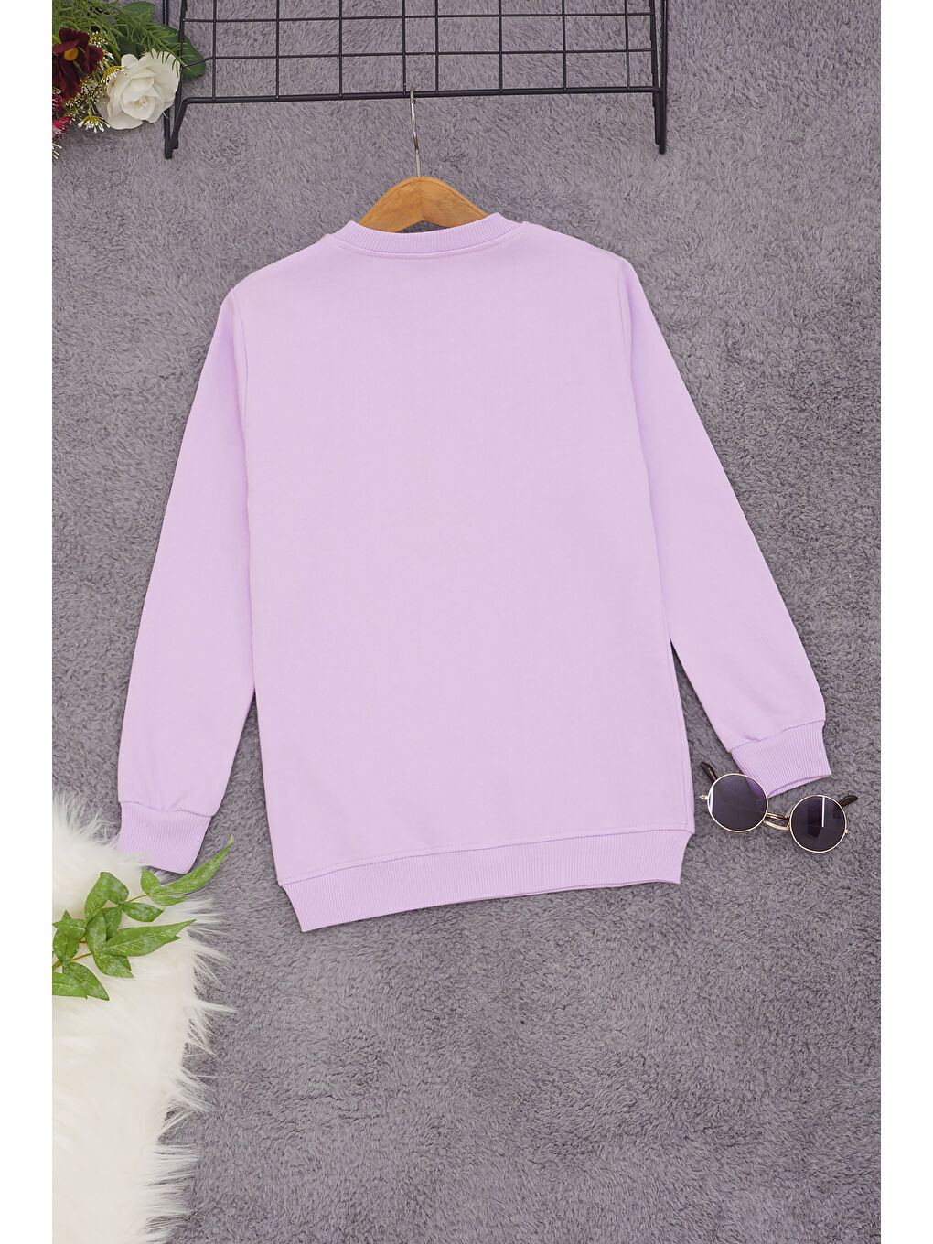 Pembe Life Kids Club Lila Çiçek Nakışlı Kız Çocuk Kız Çocuk Sweatshirt 17194 - 3