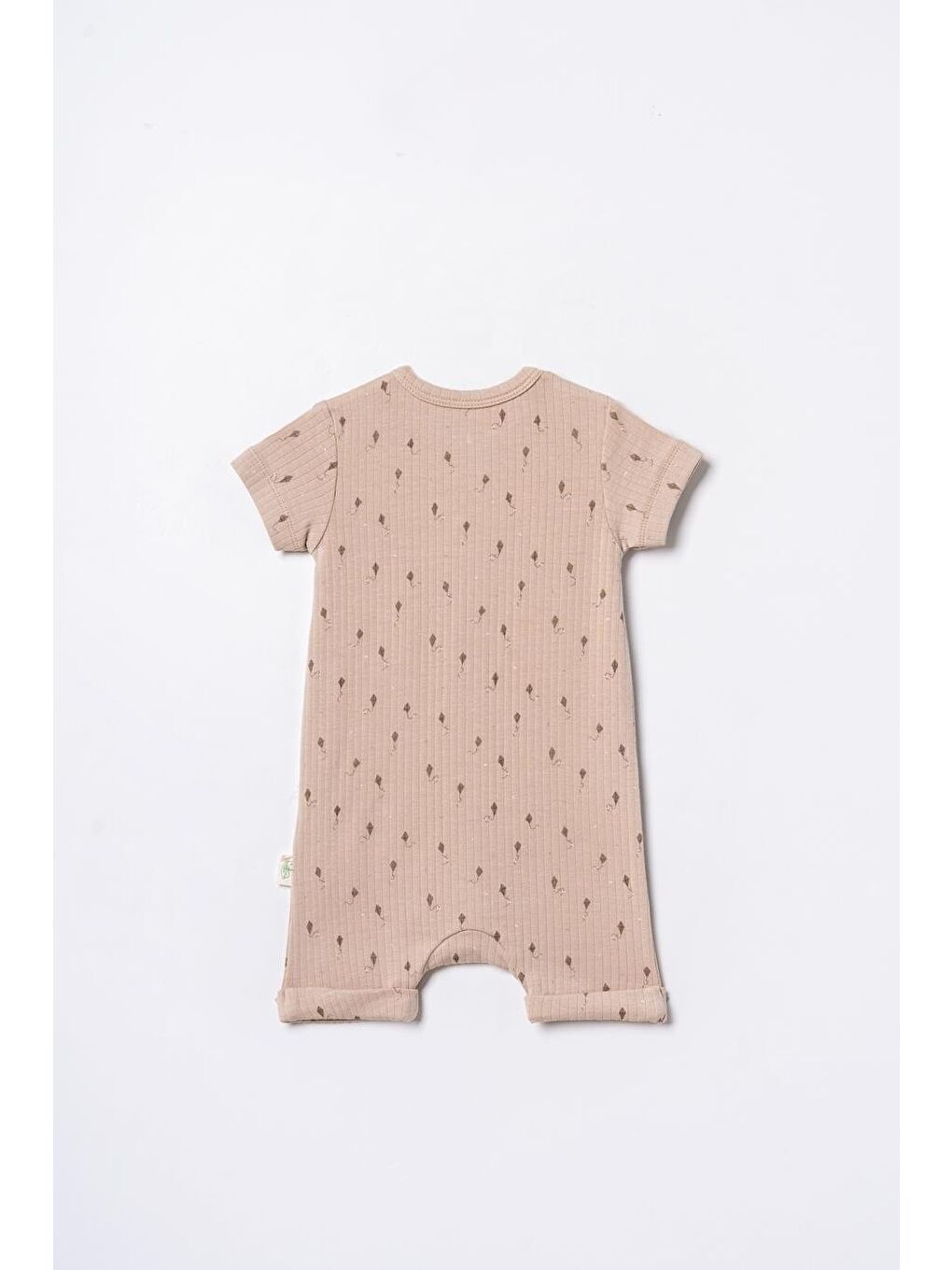 Bej Bebek Şort Kollu Tulum, %100 Organik Pamuk, Bebek ve Yenidoğan Serisi - CSYM31116-1