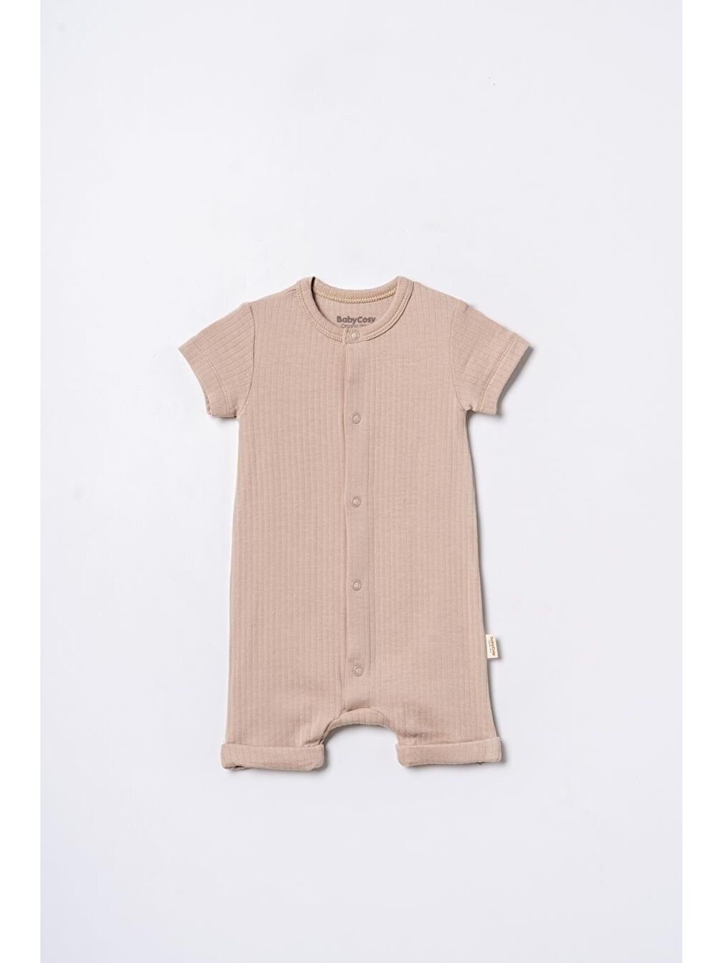 Bej Bebek Şort Kollu Tulum, %100 Organik Pamuk, Bebek ve Yenidoğan Serisi - CSYM31116-2