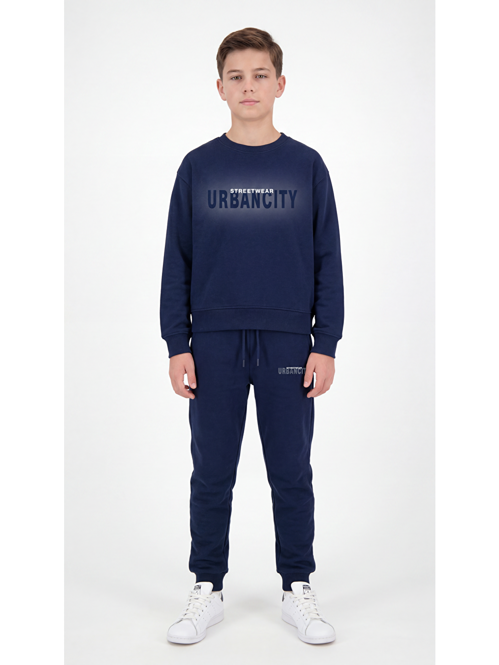 Lacivert Streetwear Urbancity Baskılı Erkek Çocuk Alt Üst Eşofman Takımı