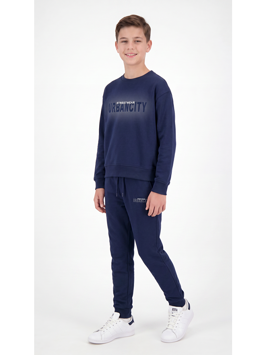 Lacivert Streetwear Urbancity Baskılı Erkek Çocuk Alt Üst Eşofman Takımı-1